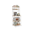 Kitchen Storage Rack – Steel Frame – Rustic Walnut and White – Power Outlet and 14 Hooks