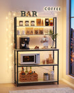 Baker’s Rack – Metal and Wood – Rustic Brown and Black – 6-Tier Kitchen Storage with Hooks