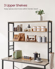 Kitchen Storage Rack – Steel – Heather Greige and Ink Black – 6 Shelves and 6 Hooks, Industrial Style