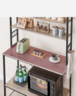 Baker’s Rack – Metal and Wood – Rustic Brown and Black – 6-Tier Kitchen Storage with Hooks