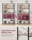 Kitchen Storage Rack – Steel – Heather Greige and Ink Black – 6 Shelves and 6 Hooks, Industrial Style