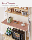 Kitchen Storage Rack – Steel – Oak and White – 6 Shelves and 6 Hooks