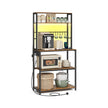 Coffee Bar – Wood and Metal – Rustic Brown and Matte Black – With LED Lights and Adjustable Shelves