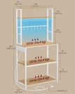 Coffee Bar – Wood and Metal – Rustic Brown and Matte Black – With LED Lights and Adjustable Shelves