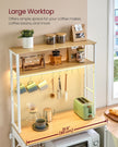 Coffee Bar – Wood and Metal – Rustic Brown and Matte Black – With LED Lights and Adjustable Shelves