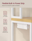Bakers Rack – Wood and Metal – Rustic Brown and Ink Black – Coffee Bar Cabinet with Power Outlet and Hooks