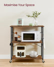 Serving Trolley – Metal – Rustic Brown and Ink Black – 3 Shelves with Hooks