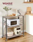 Kitchen Serving Trolley – Metal – Heather Greige and Ink Black – 3 Shelves with Hooks