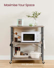 Kitchen Serving Trolley – Metal – Heather Greige and Ink Black – 3 Shelves with Hooks