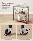 Kitchen Serving Trolley – Metal – Heather Greige and Ink Black – 3 Shelves with Hooks