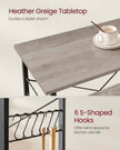 Kitchen Serving Trolley – Metal – Heather Greige and Ink Black – 3 Shelves with Hooks