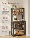 Baker's Rack – Wood and Metal – Rustic Brown and Ink Black – Multi-Tier with Power Outlet and Hooks
