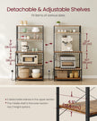 Baker's Rack – Wood and Metal – Rustic Brown and Ink Black – Multi-Tier with Power Outlet and Hooks