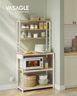 Baker's Rack – Wood and Metal – Rustic Brown and Ink Black – Multi-Tier with Power Outlet and Hooks