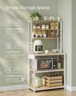 Baker's Rack – Wood and Metal – Rustic Brown and Ink Black – Multi-Tier with Power Outlet and Hooks