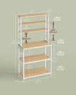 Baker's Rack – Wood and Metal – Rustic Brown and Ink Black – Multi-Tier with Power Outlet and Hooks