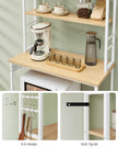 Baker's Rack – Wood and Metal – Rustic Brown and Ink Black – Multi-Tier with Power Outlet and Hooks
