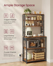 Baker's Rack – Wood and Metal – Rustic Brown and Ink Black – Kitchen Storage with Power Outlet and Hooks