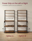 Baker's Rack – Wood and Metal – Rustic Brown and Ink Black – Kitchen Storage with Power Outlet and Hooks