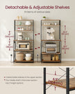 Baker's Rack – Wood and Metal – Rustic Brown and Ink Black – Kitchen Storage with Power Outlet and Hooks