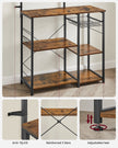 Baker's Rack – Wood and Metal – Rustic Brown – Kitchen Utility Storage with Wire Basket and S-Hooks