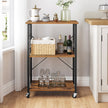 Serving Trolley – Metal – Industrial Design – 3 Shelves with Hooks