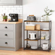 Baker's Rack – Metal – Rustic Brown – Includes 2 Mesh Baskets, Shelves, and Hooks