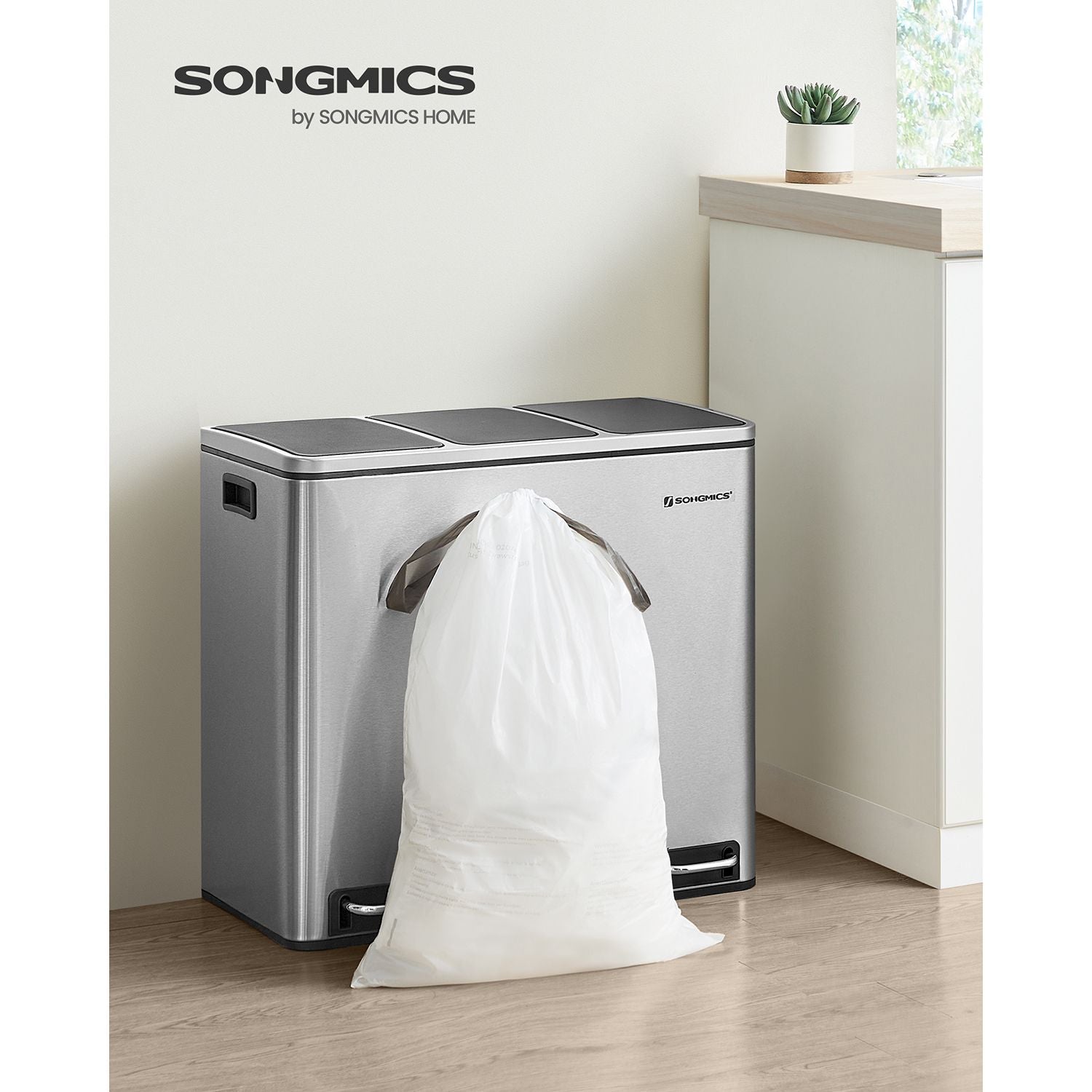 Bin Liners – Plastic – White – Drawstring, 15-20L Capacity, 40 Pieces