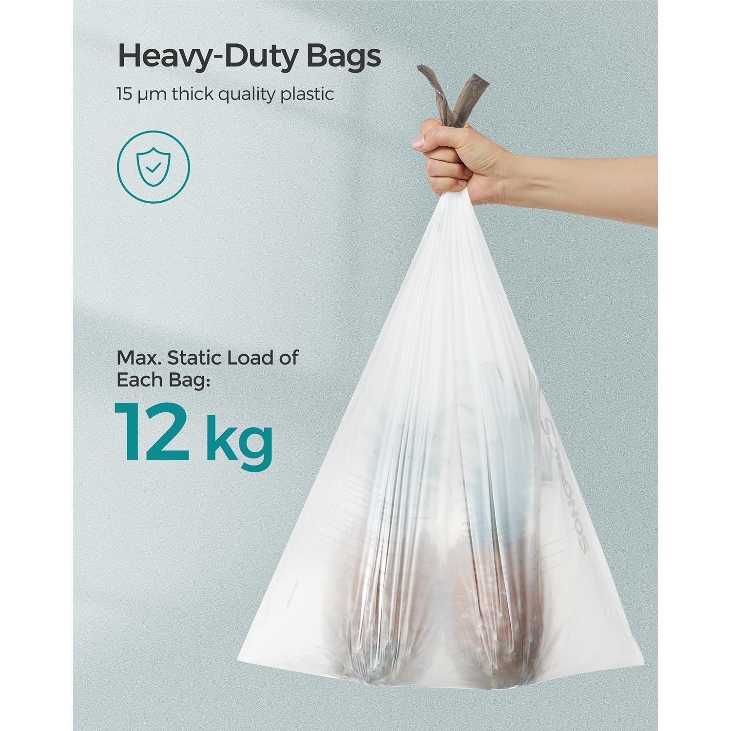 Bin Liners – Plastic – White – Drawstring, 15-20L Capacity, 40 Pieces
