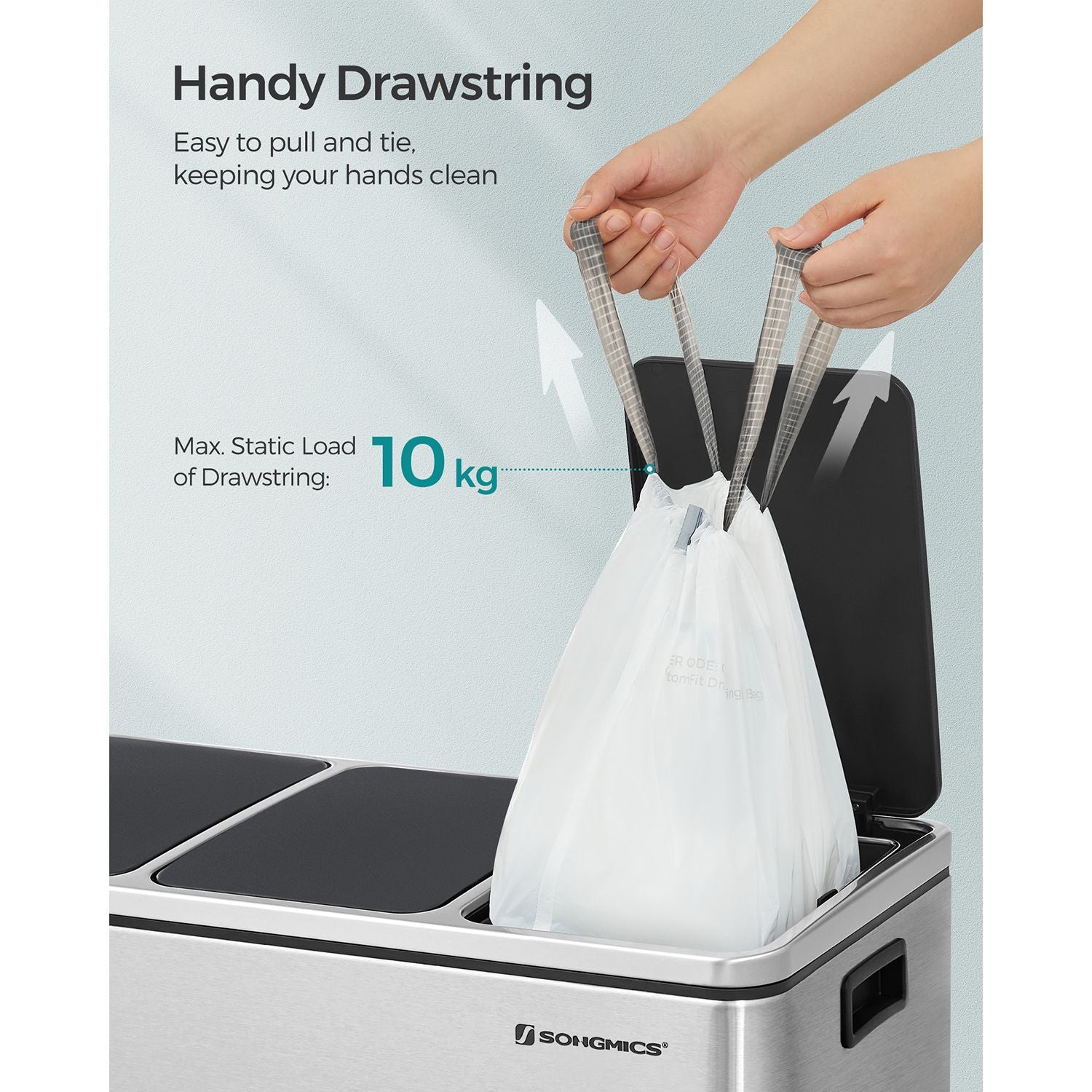 Bin Liners – Plastic – White – Drawstring, 15-20L Capacity, 40 Pieces
