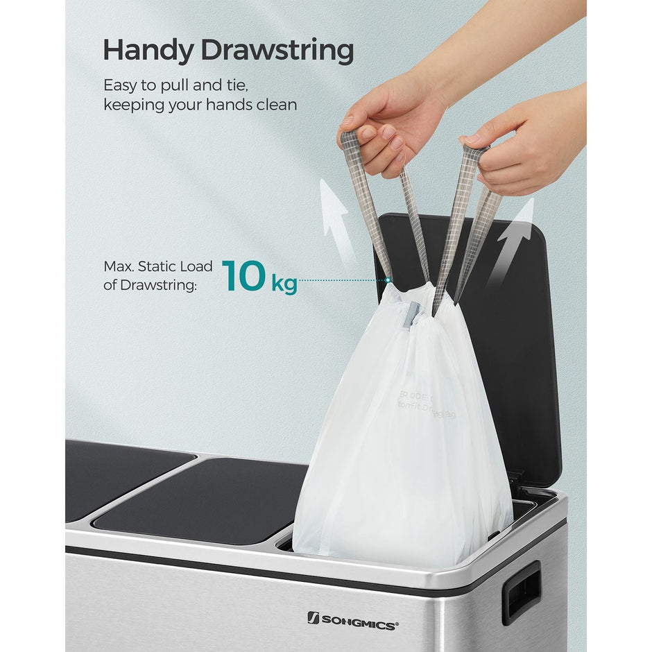 Bin Liners – Plastic – White – Drawstring, 15-20L Capacity, 40 Pieces