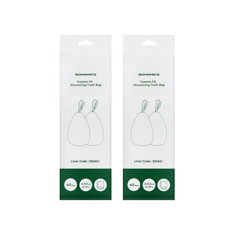 Bin Liners – Plastic – White – Drawstring – 80 Pieces for 15-20L Kitchen Bins