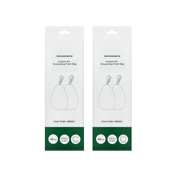 Bin Liners – Plastic – White – Drawstring – 80 Pieces for 15-20L Kitchen Bins