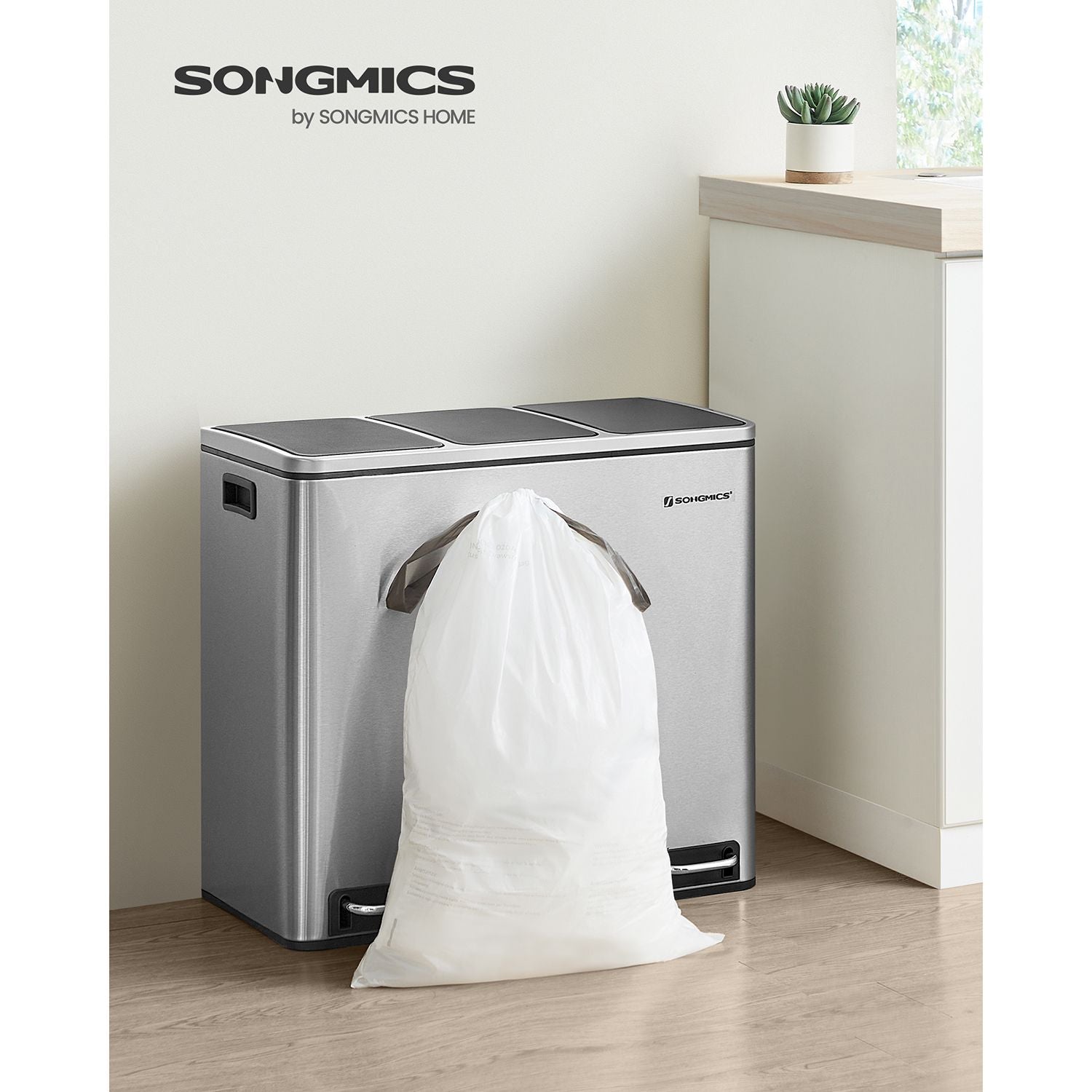 Bin Liners – Plastic – White – Drawstring – 80 Pieces for 15-20L Kitchen Bins