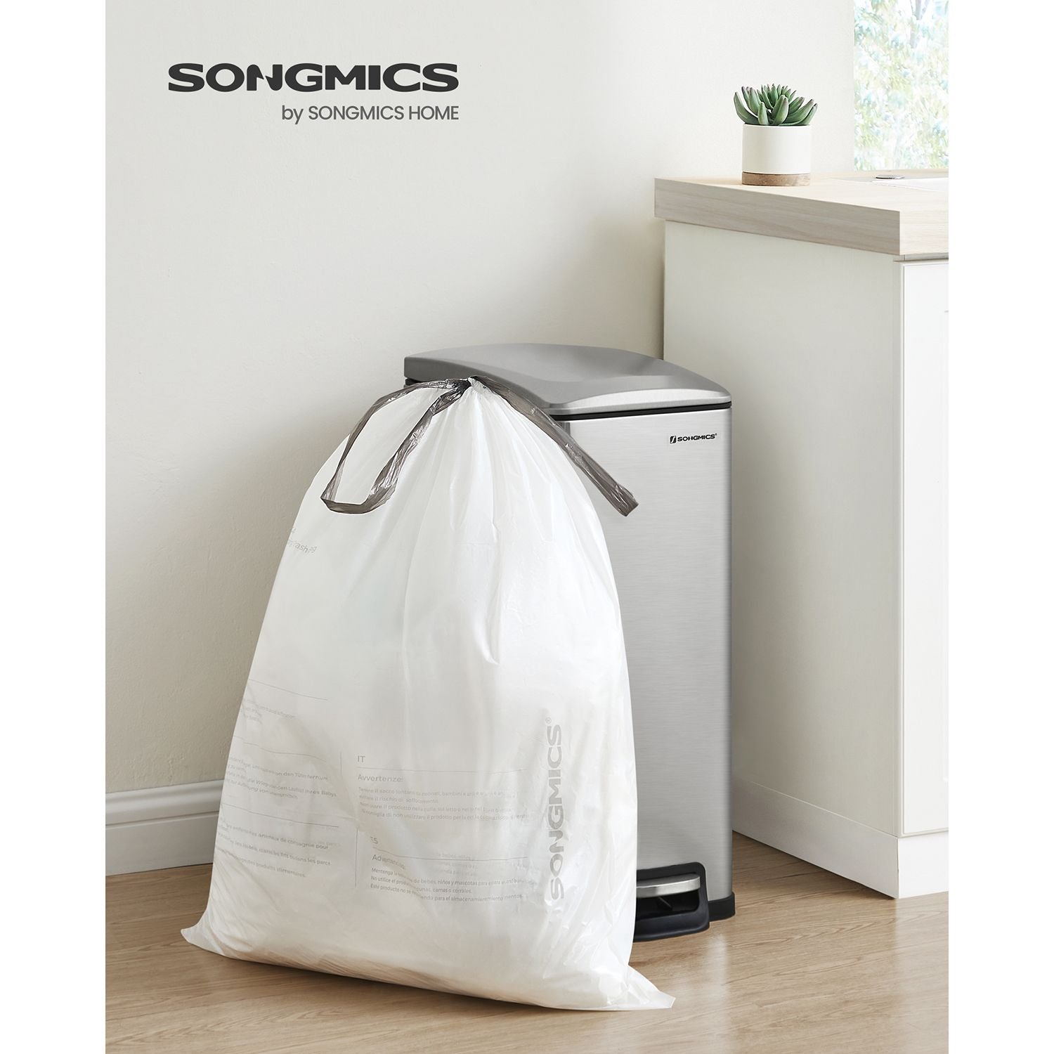 Bin Liners – Plastic – White – 120 Pieces for 15-20L Kitchen Bins