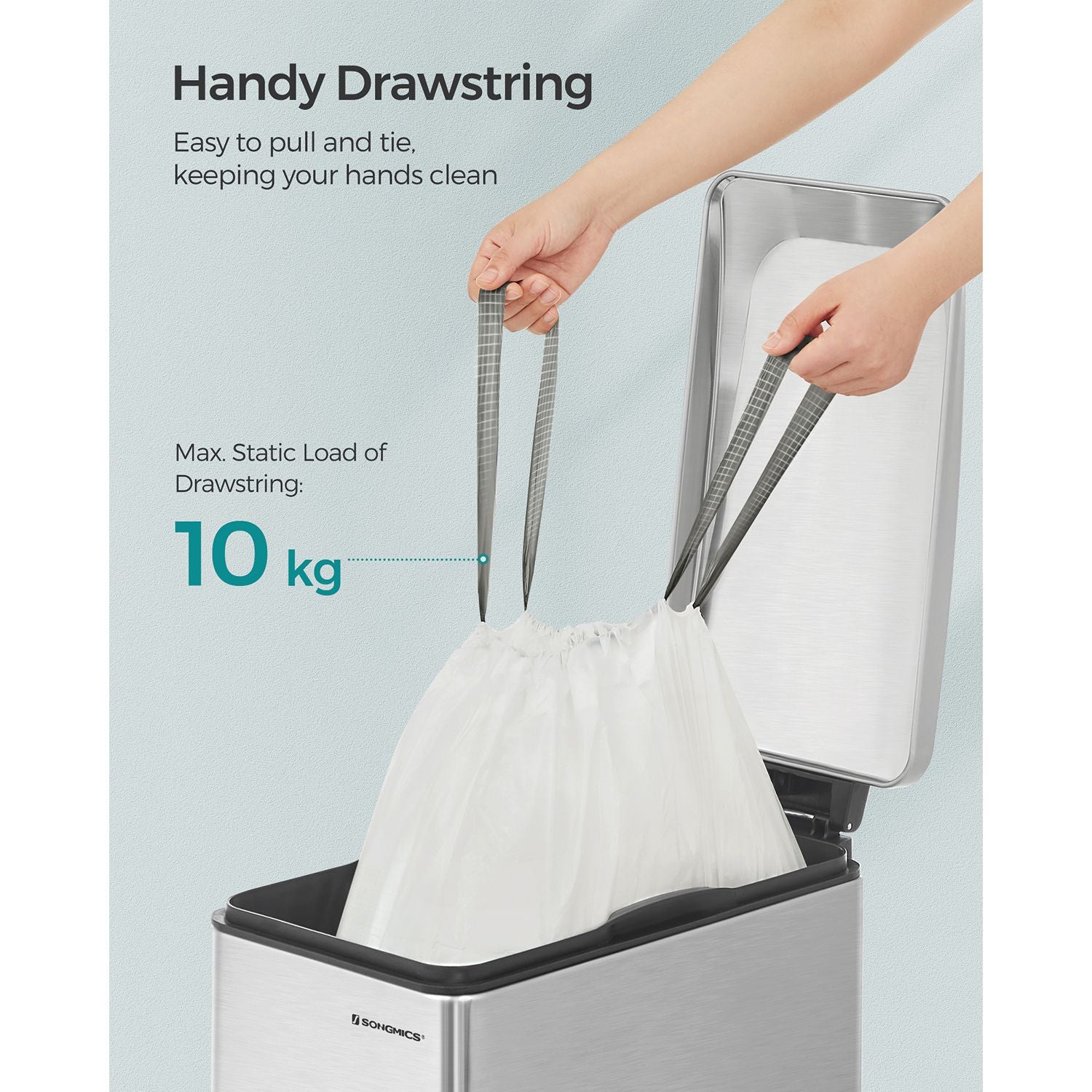 Drawstring Rubbish Bags – Plastic – White – 120 Pieces for 45-55L Bins