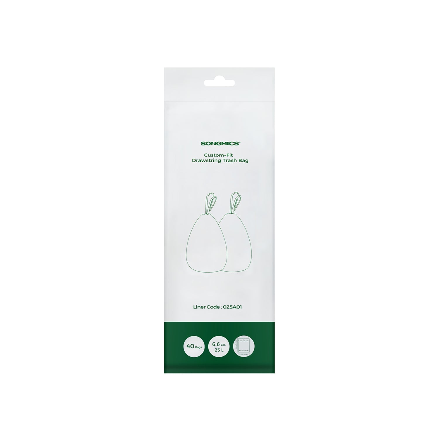 25L Drawstring Rubbish Bags – Plastic – White – 40 Pieces