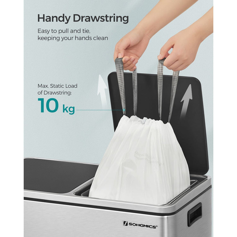 25L Drawstring Rubbish Bags – Plastic – White – 40 Pieces