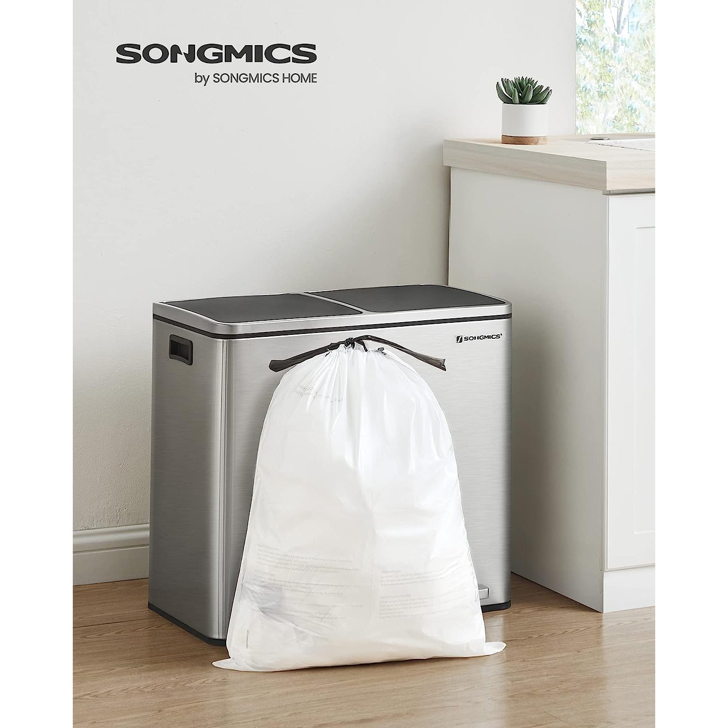 Bin Liners – Plastic – White – Drawstring for 25L Kitchen Bins, 80 Pieces