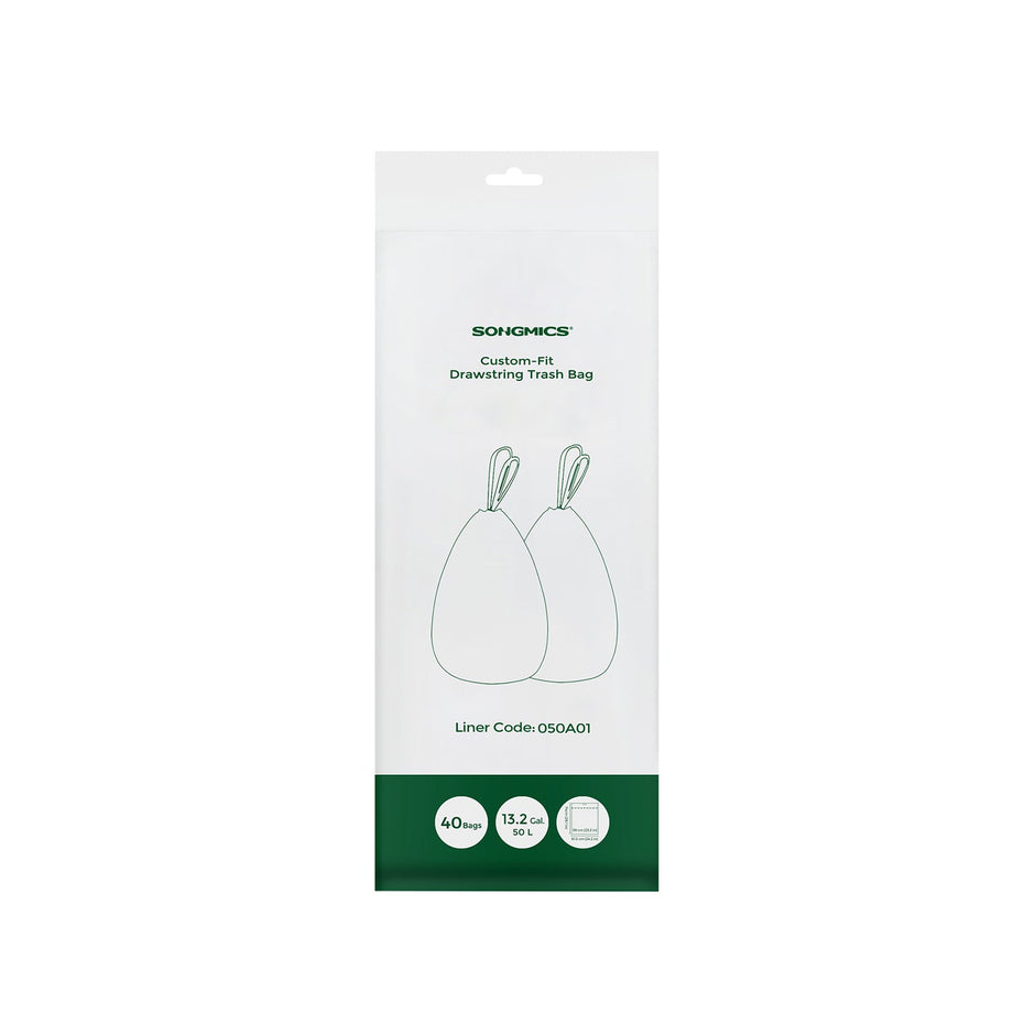 50L Drawstring Rubbish Bags – White – 40 Pieces per Roll