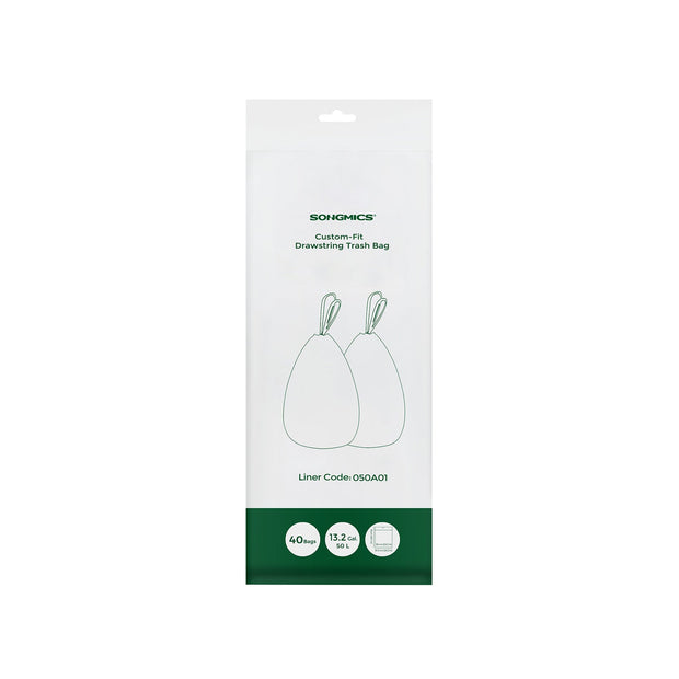 50L Drawstring Rubbish Bags – White – 40 Pieces per Roll