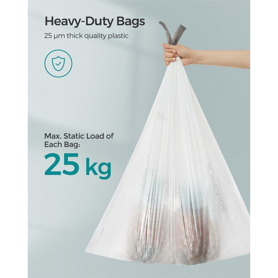 50L Drawstring Rubbish Bags – White – 40 Pieces per Roll