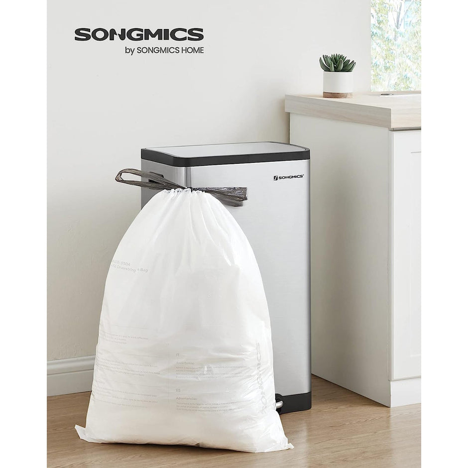 Bin Liners – Plastic – White – 50L Capacity, 80 Pieces with Drawstring Closure