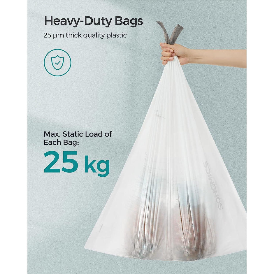 Bin Liners – Plastic – White – 50L Capacity, 80 Pieces with Drawstring Closure