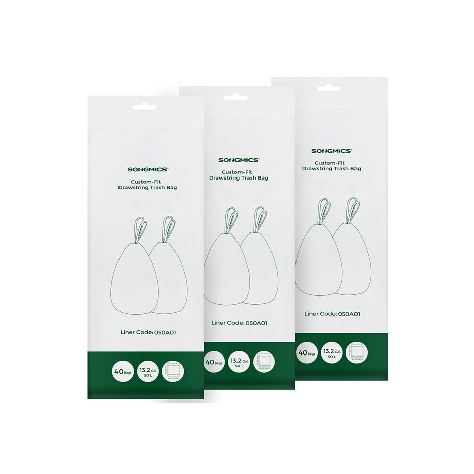 50L Drawstring Rubbish Bags – Plastic – White – 80 Pieces