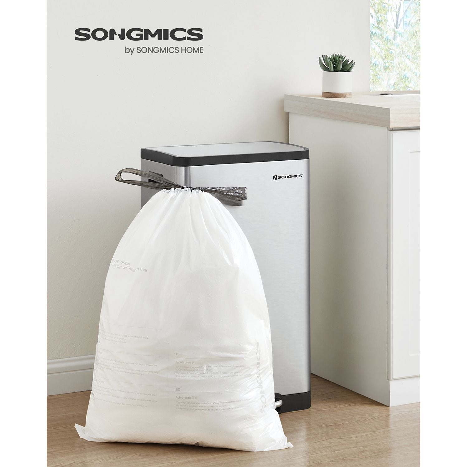 50L Drawstring Rubbish Bags – Plastic – White – 80 Pieces