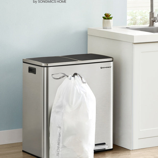 30L Drawstring Bin Liners – Robust Plastic – White – Custom-Fit, 45 Pieces Per Roll
