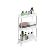 3-Tier Slide-Out Storage Trolley – Metal – White – Slim Rolling Cart with Hollow-Out Design