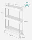 3-Tier Slide-Out Storage Trolley – Metal – White – Slim Rolling Cart with Hollow-Out Design