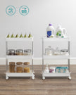 3-Tier Slide-Out Storage Trolley – Metal – White – Slim Rolling Cart with Hollow-Out Design